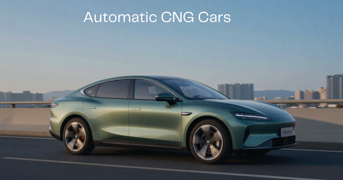 Automatic CNG cars lineup showcasing fuel efficient vehicles with automatic transmission for comfortable and eco friendly driving.