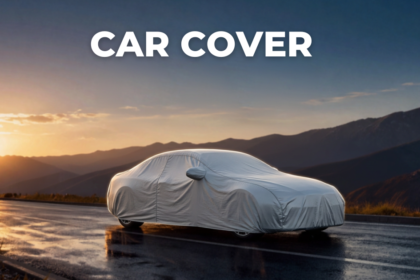 Car cover with elastic hem securing it around vehicle wheels