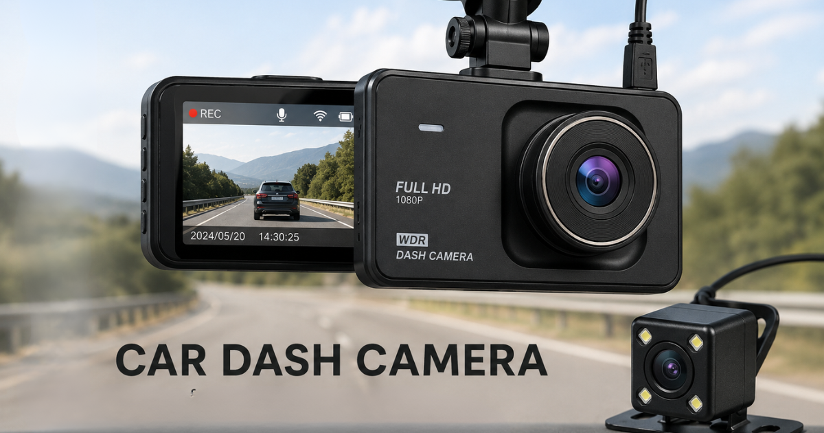 Dash cam footage showing clear daytime road view from car interior