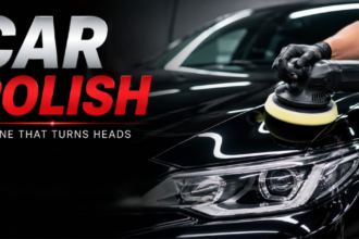 Car polish application on vehicle surface to restore paint shine, remove dullness, and provide a smooth showroom finish.