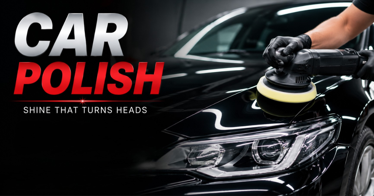 Car polish application on vehicle surface to restore paint shine, remove dullness, and provide a smooth showroom finish.