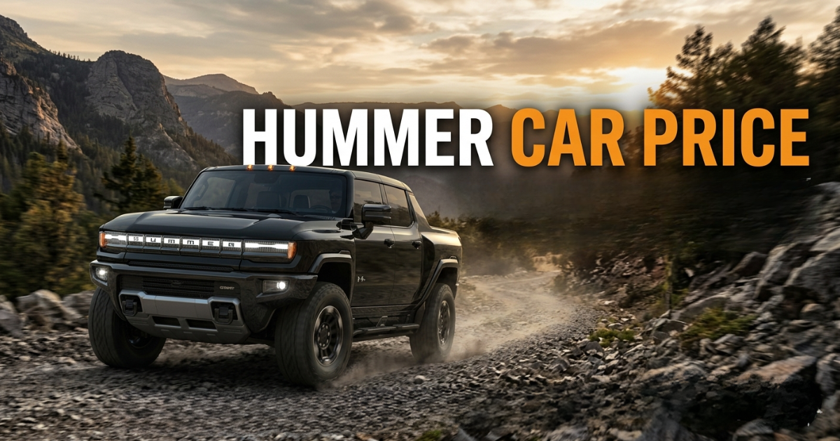 Hummer SUV showcasing its bold and rugged design, high ground clearance, muscular body, large off-road tires, and premium features, representing Hummer car prices, luxury performance, and adventure-ready capability