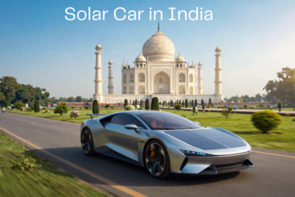 Modern solar powered car designed for sustainable driving in India