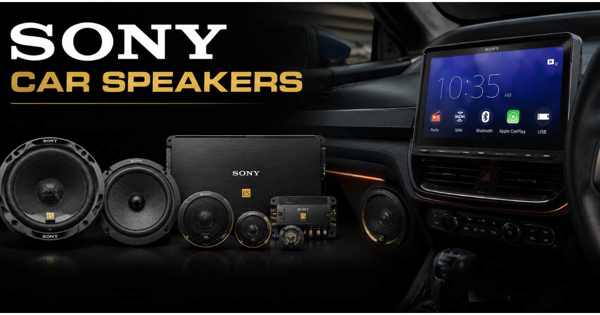 High performance Sony car speakers designed for powerful bass and crisp audio