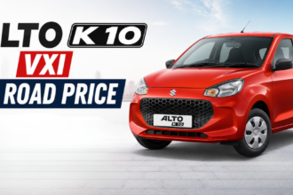 Alto K10 VXi on road price details showing ex showroom cost and insurance charges