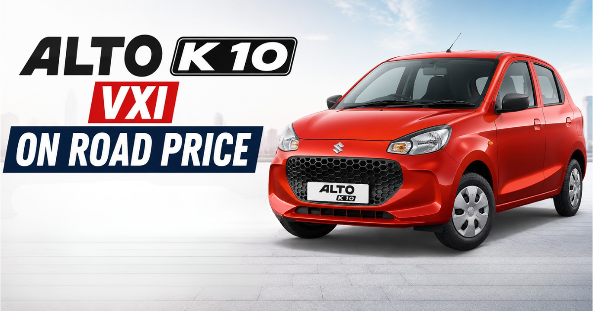 Alto K10 VXi on road price details showing ex showroom cost and insurance charges