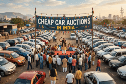 Row of vehicles listed at cheap car auctions