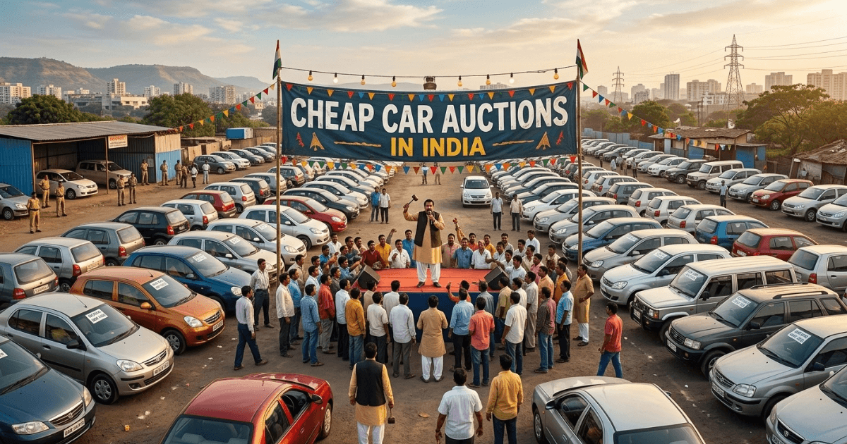 Row of vehicles listed at cheap car auctions