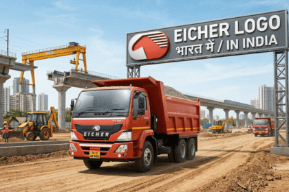 Eicher Logo displayed proudly on commercial truck front grille