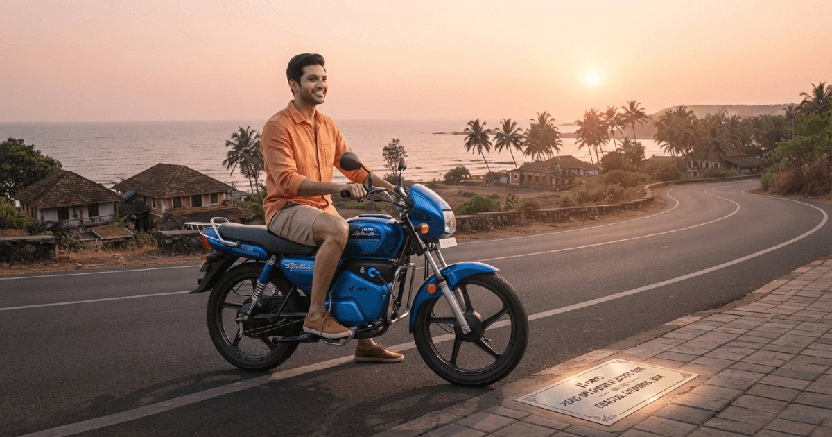 Hero Splendor Electric Bike parked on city road