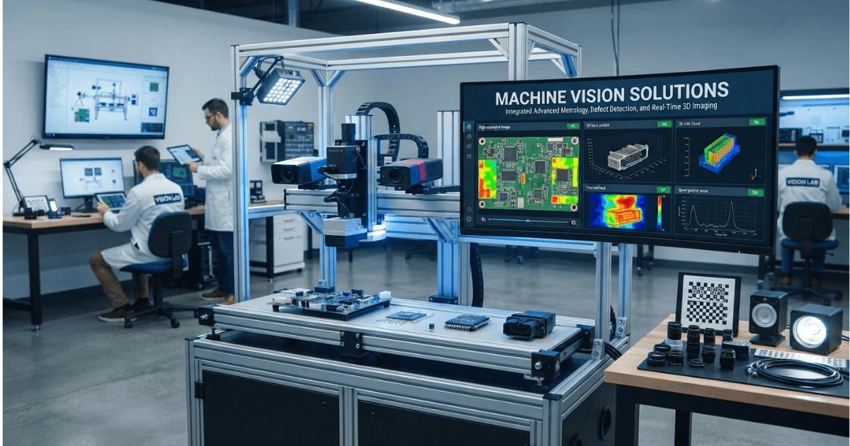 Machine vision solutions guiding robotic arm on assembly line