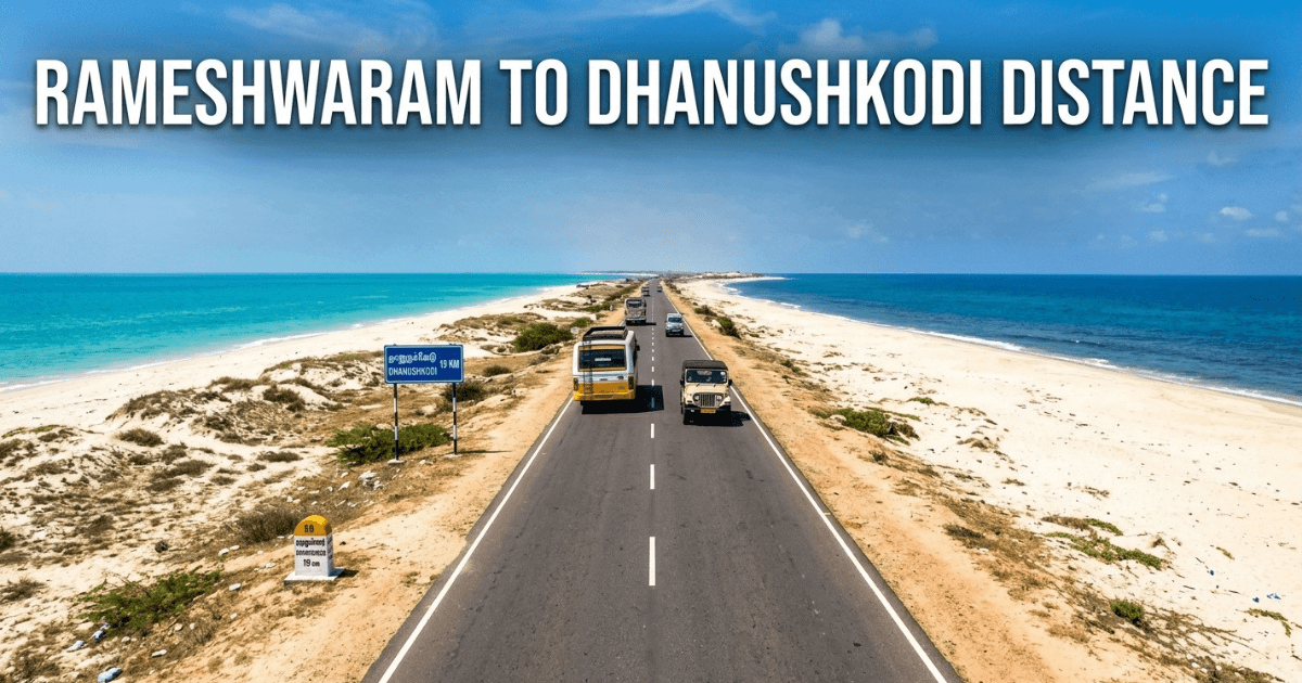 Rameshwaram to Dhanushkodi distance by car shown