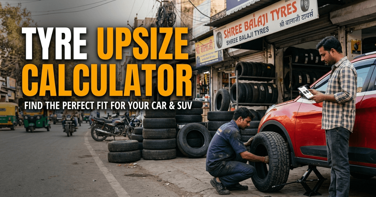Tyre Upsize Calculator showing plus-size wheel and tyre results