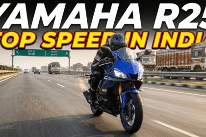Yamaha R25 sport bike reaching its top speed