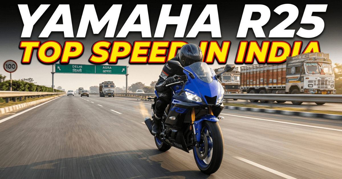 Yamaha R25 sport bike reaching its top speed