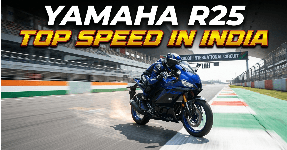 Close-up of Yamaha R25 top speed test
