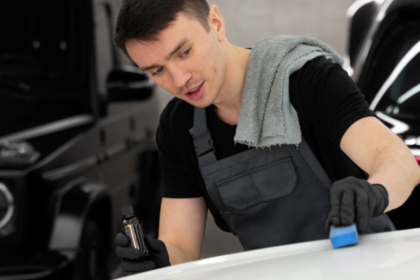 PPF installation process on a vehicle’s front hood