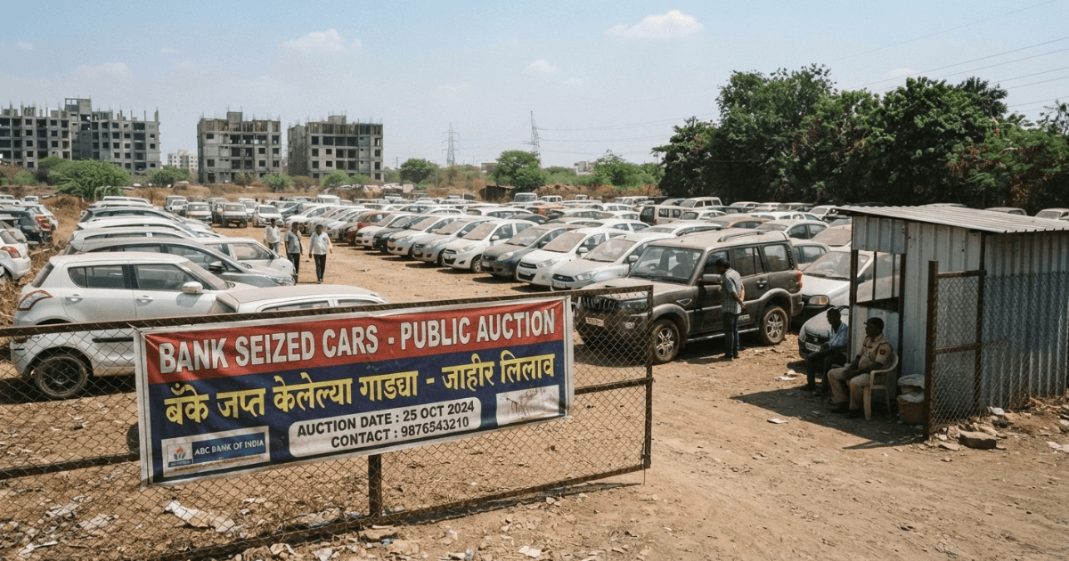 Row of Bank Seized Cars awaiting public auction