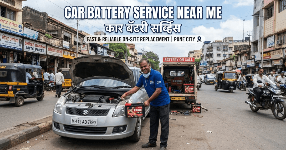 Mechanic installing new battery: car battery service near me
