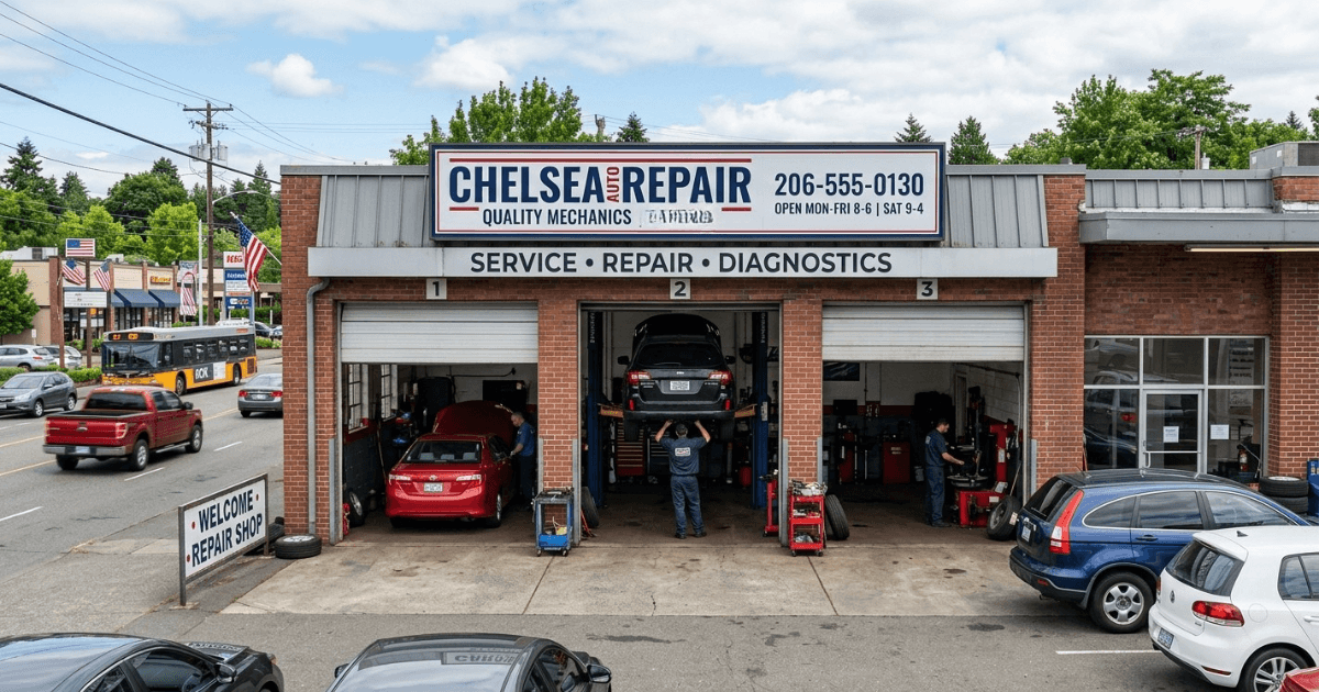 Customer car being serviced at Chelsea Auto Repair