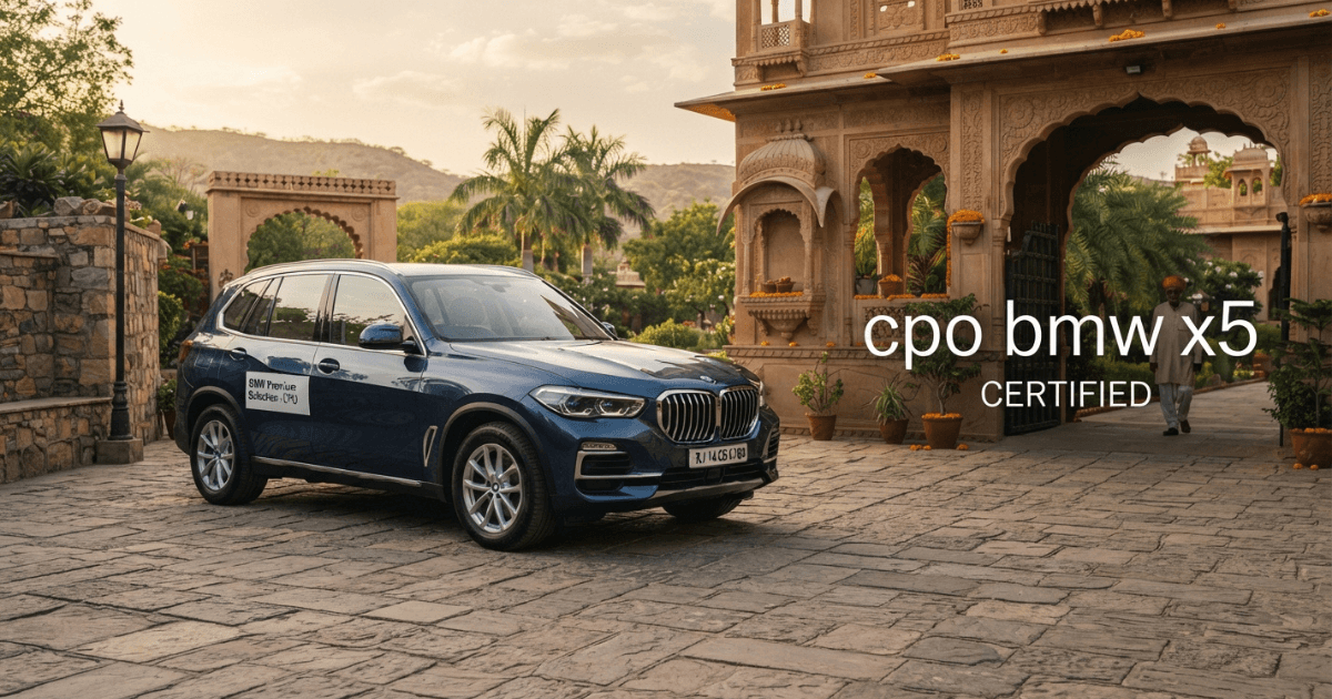 CPO BMW X5 parked in dealership showroom lot