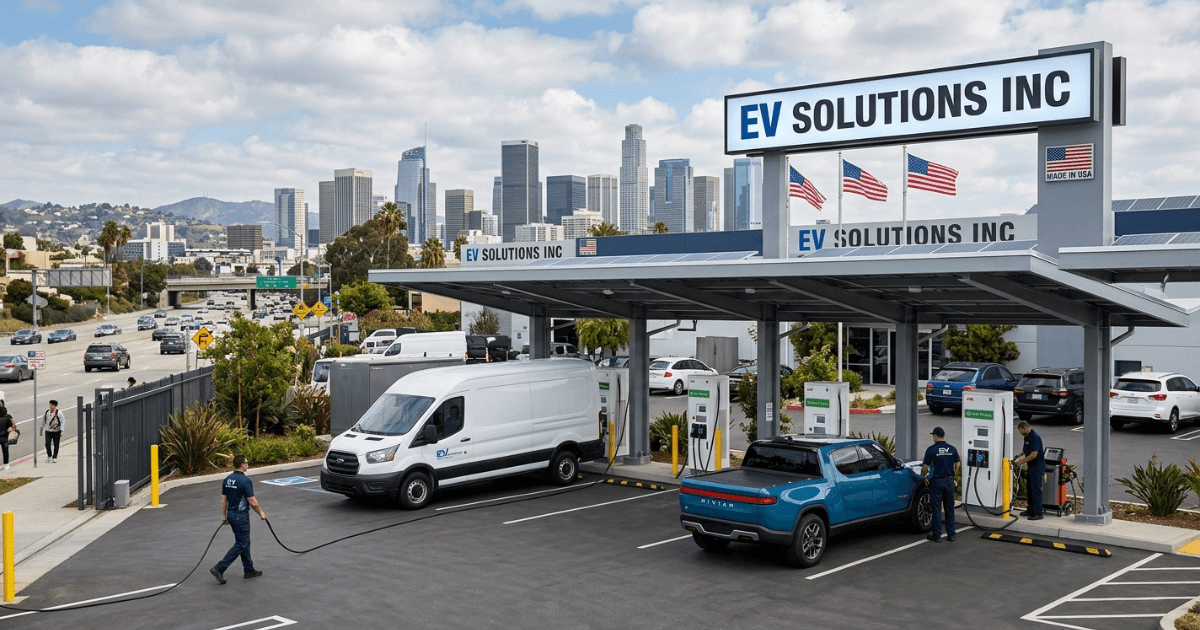 EV Solutions Inc charging station powering electric vehicles