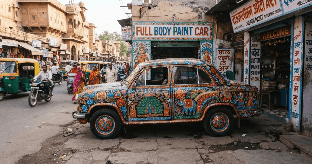 Full body paint car with glossy, flawless finish