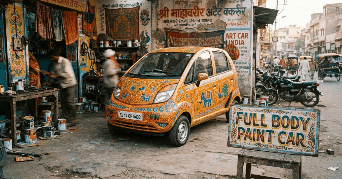 Professional full body paint car in a vibrant color