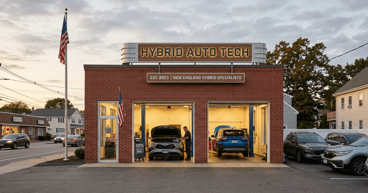 Hybrid Auto Tech technician inspecting a car battery system
