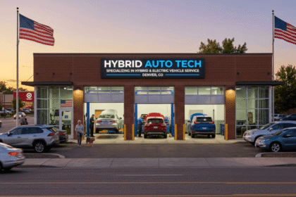 Hybrid Auto Tech dashboard displaying energy flow and efficiency