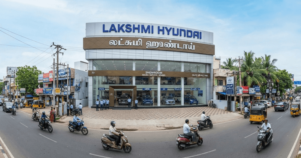 Lakshmi Hyundai Showroom displaying new cars inside