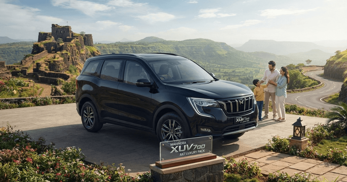 Mahindra XUV700 AX7 Luxury Pack parked on road